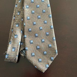 ROBERT TALBOTT Best of Class Silk Necktie Designer Geometric - Gold / Blue